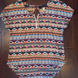 Aztec Hooped Blouse with Keyhole Back